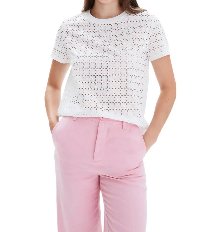 Eyelet Wide Tee In White Holiday Attire Sale