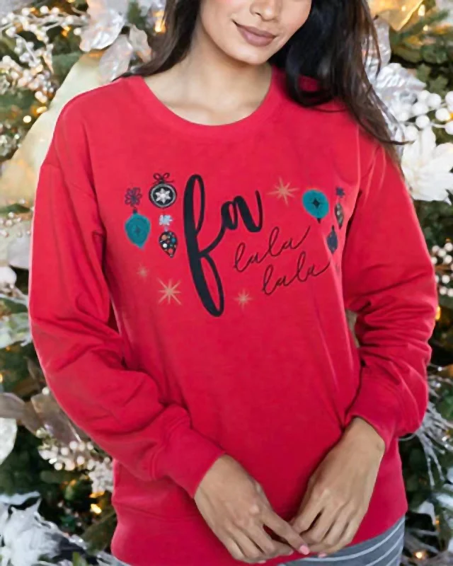 Falala Holiday Sweatshirt In Red Luxe Layering