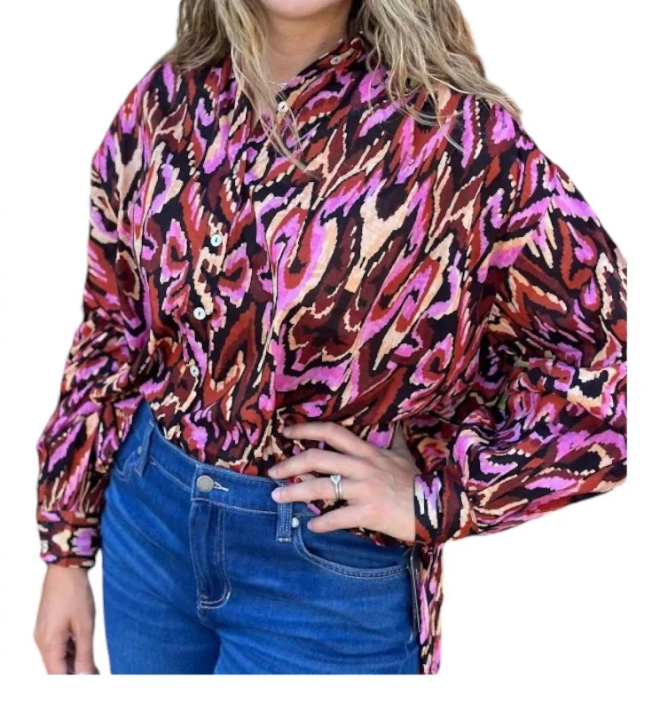 Fall Frolic Oversized Top In Multi Color Flash Deals