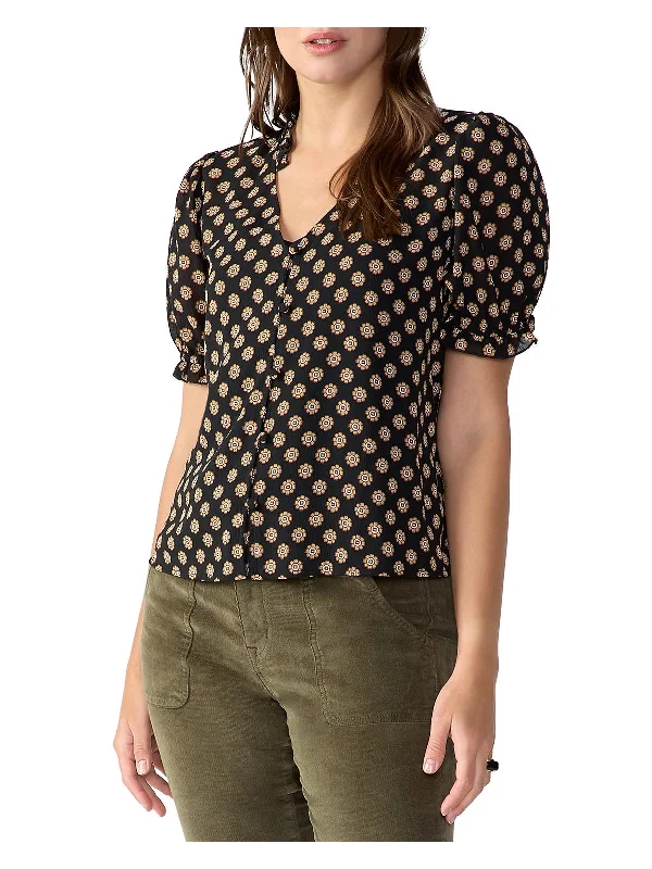 Fall Into You Womens Ruffled V Neck Button-Down Top Your Timeless Wardrobe Awaits