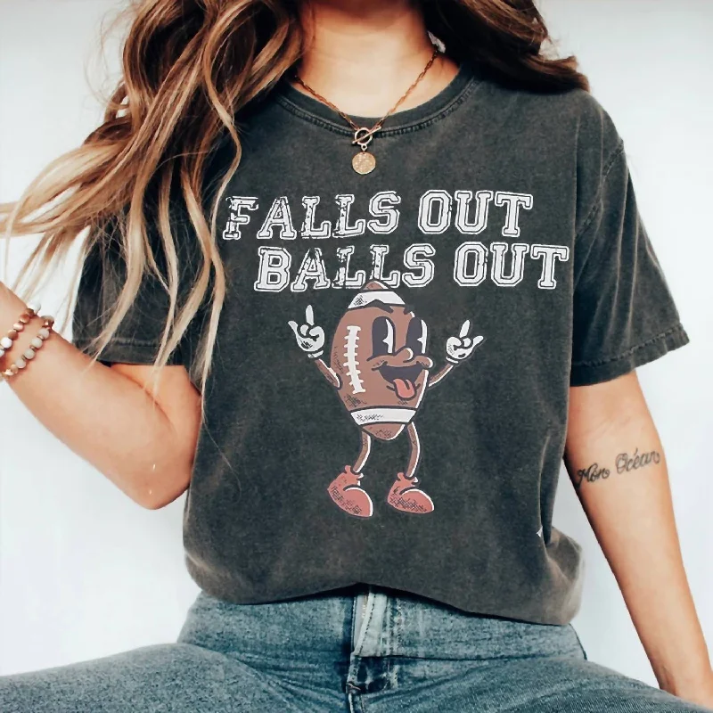 Falls Out Balls Out Tee In Vintage Black Low Price Special