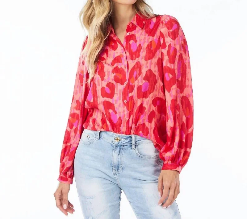 Fancy Animal Blouse In Red Trendy Aesthetics