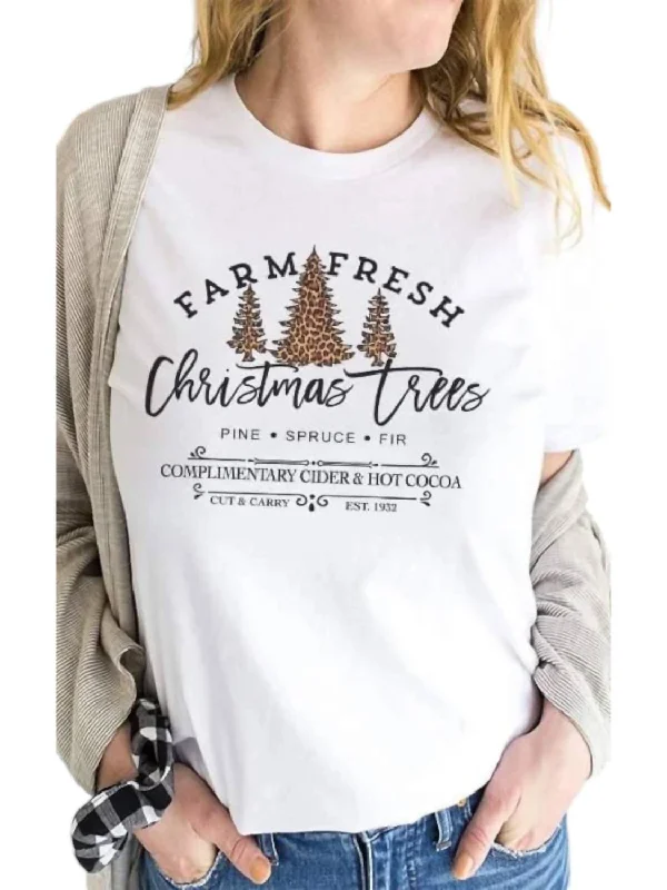 Farm Fresh Christmas Trees Graphic Tee In White Everyday Basics