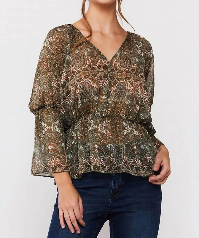 Fauntine Bell Sleeve Top In Amber Style Breakthroughs