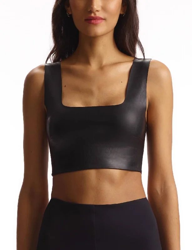 Faux Leather Crop Top In Black Modern Romance