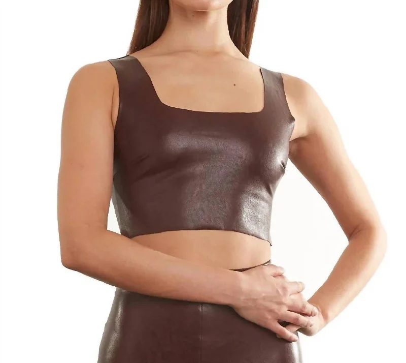 Faux Leather Crop Top In Oxblood Versatile Style Wardrobe