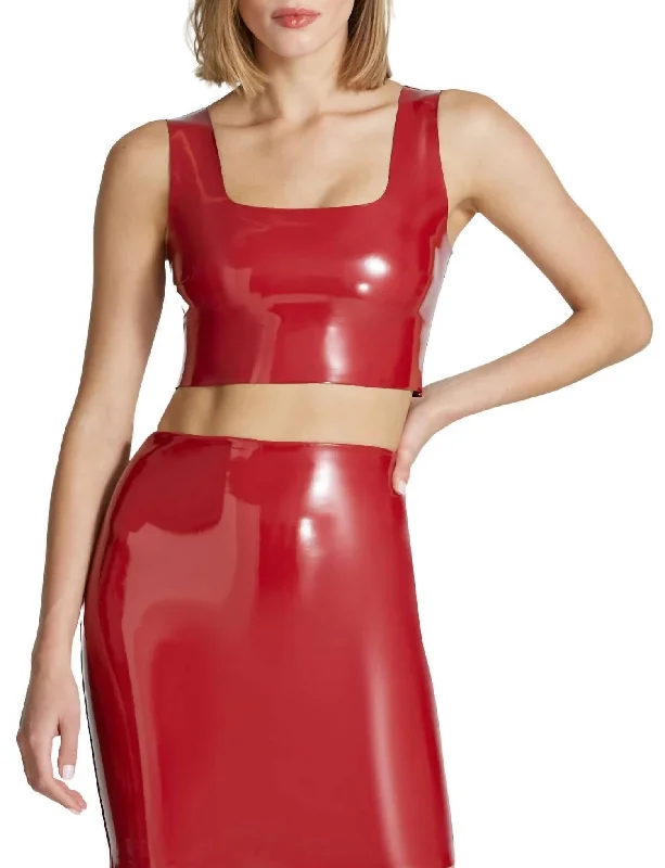 Faux Patent Leather Crop Top In Lava The Latest Fashion Trends