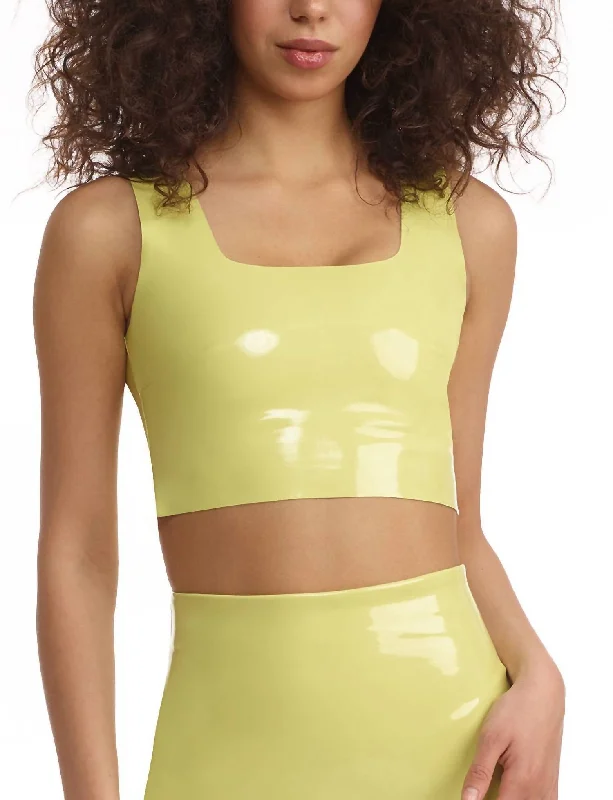 Faux Patent Leather Crop Top In Limeade Season Offer