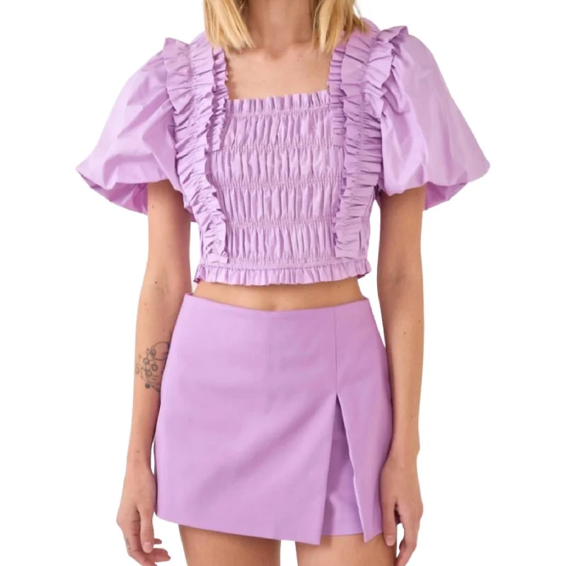 Feeling Fun Puff Sleeve Top In Lavender Chic And Edgy