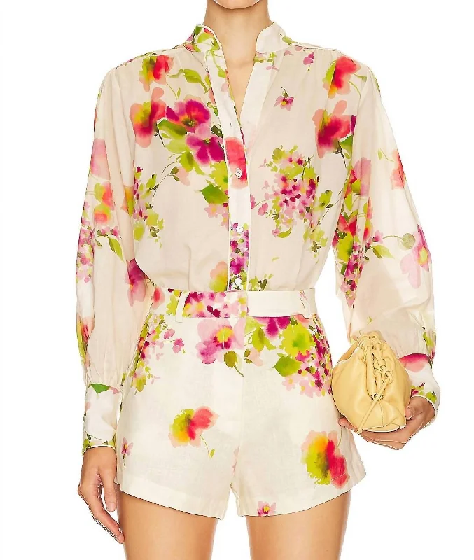 Felicity Print Blouse In White Tuscan Flowers Get The Latest Trends