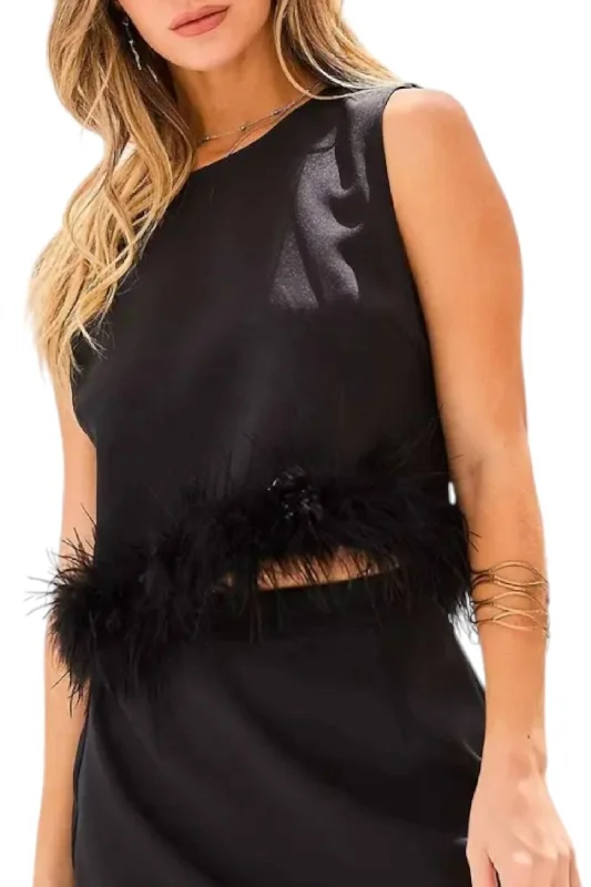 Festive Feathers Crop Top In Black Buy More, Save More