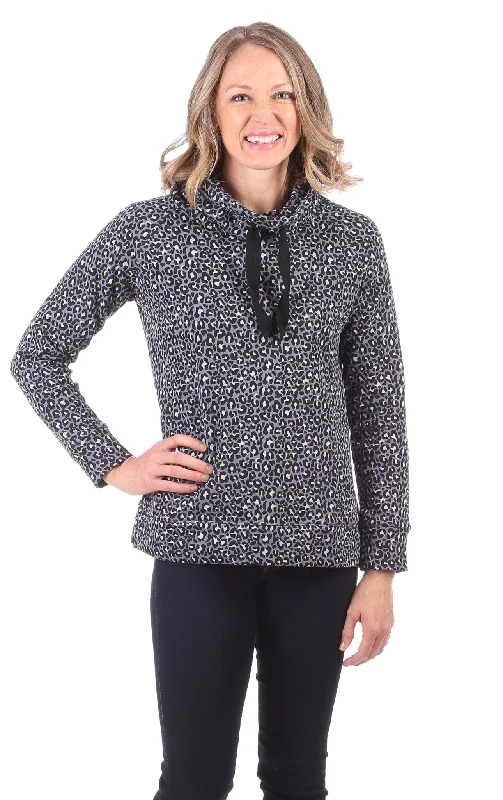 Finley Funnel Neck in Grey Leopard Gorgeous Glamour Collection