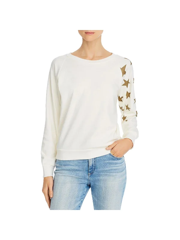 Fiona Falling Stars Womens Metallic Graphic Crew Neck Sweatshirt Style Breakthroughs