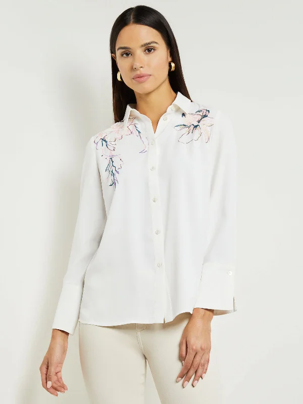 Fleur Emboldened Crepe de Chine Blouse Shop Sales