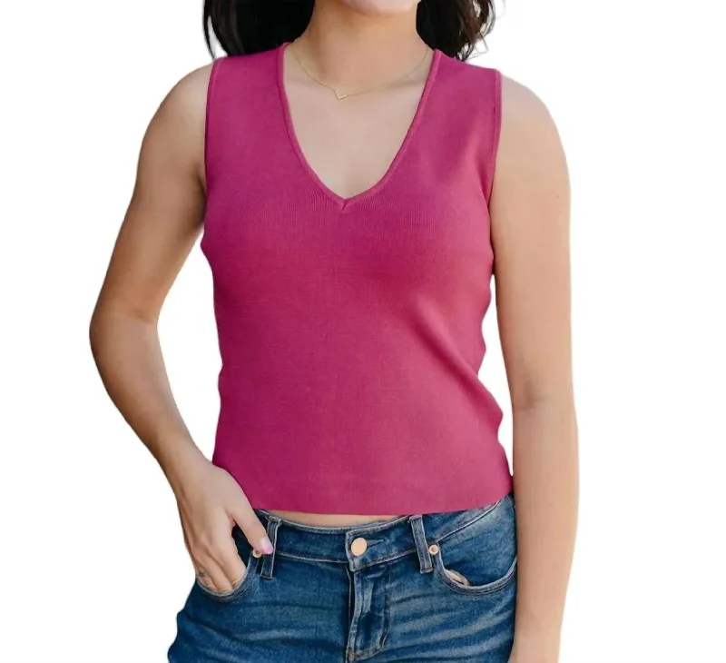 Flirty V Neck Top In Pink Cutting Edge Fashion