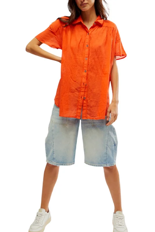 Float Away Shirt In Orange Casual Chic Clothing