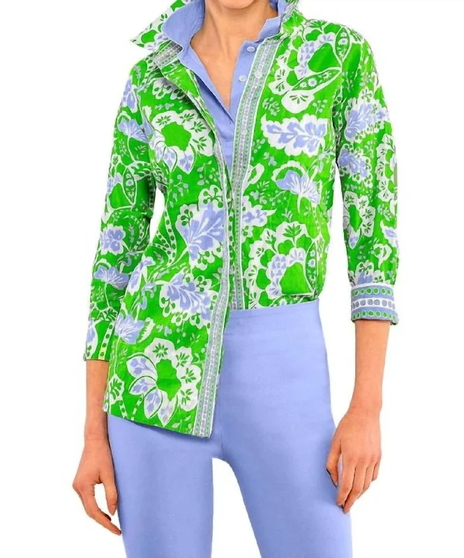 Flora Shirt In Kelly/periwinkle Comfort First Women's Fashion