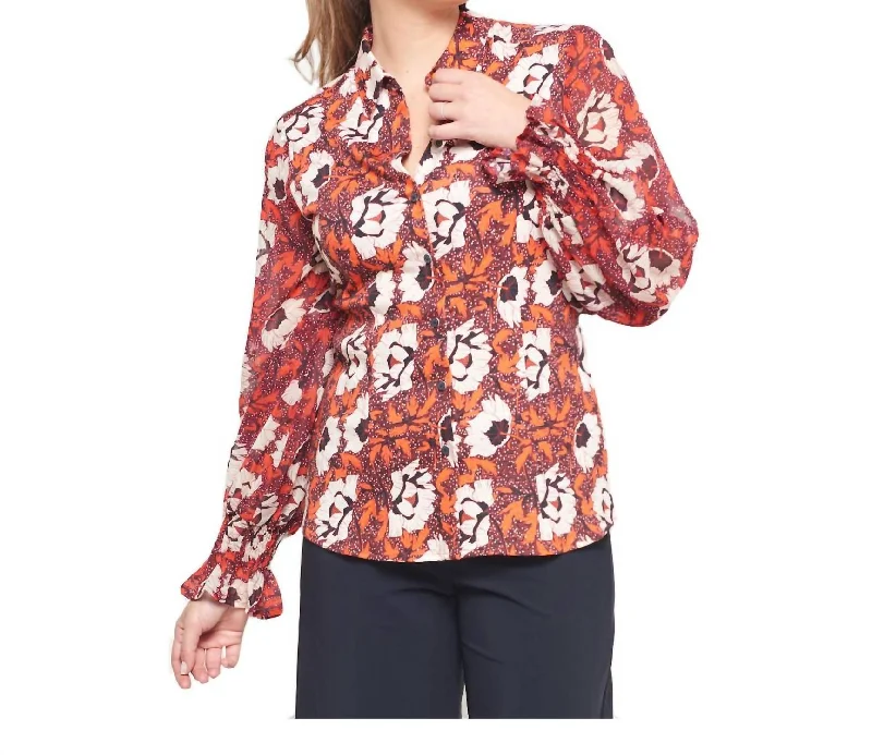 Floral Blouse In Red Floral Big Discounts