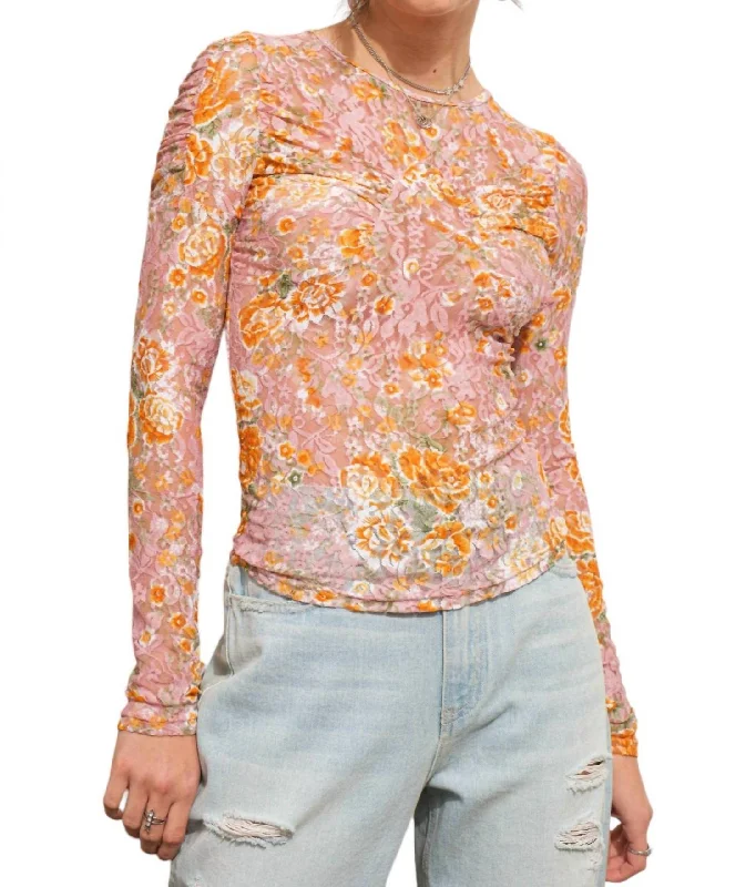 Floral Lace Whimsical Top In Pink Wardrobe Refresh