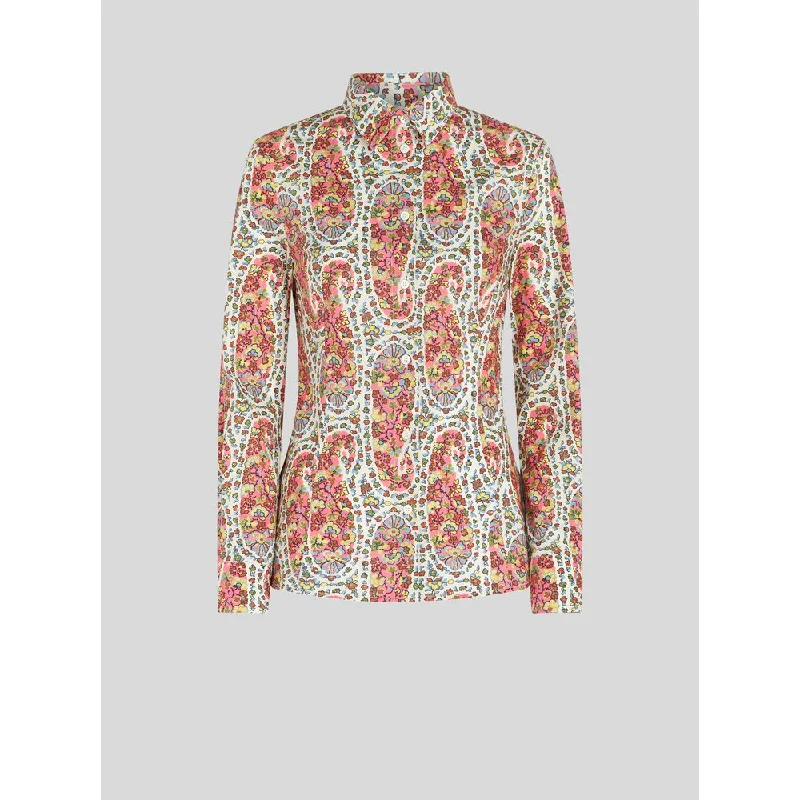 FLORAL PAISLEY WAIST FITTED SHIRT Eco Friendly Fashion Sale