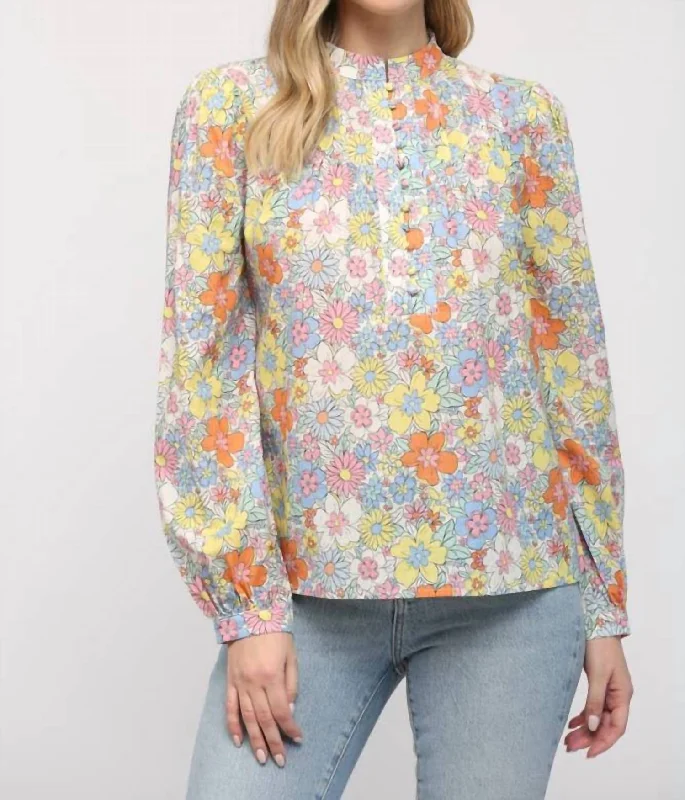 Floral Pintuck Shirt In Multicolor Chic & Cozy Collection