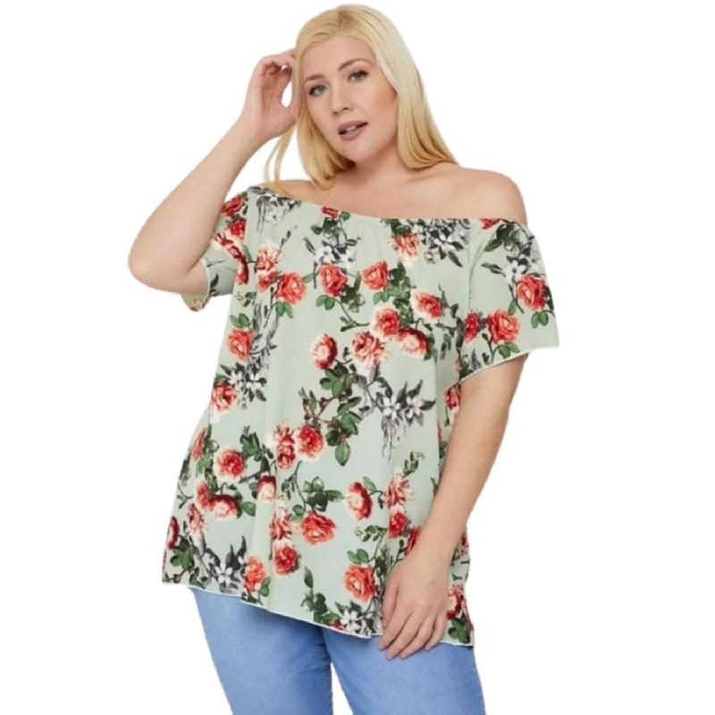 Floral Print Off The Shoulder Top Romantic Date - Night Ensemble