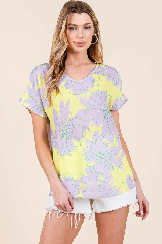 Floral Short Sleeve T-Shirt Massive Selection Sale