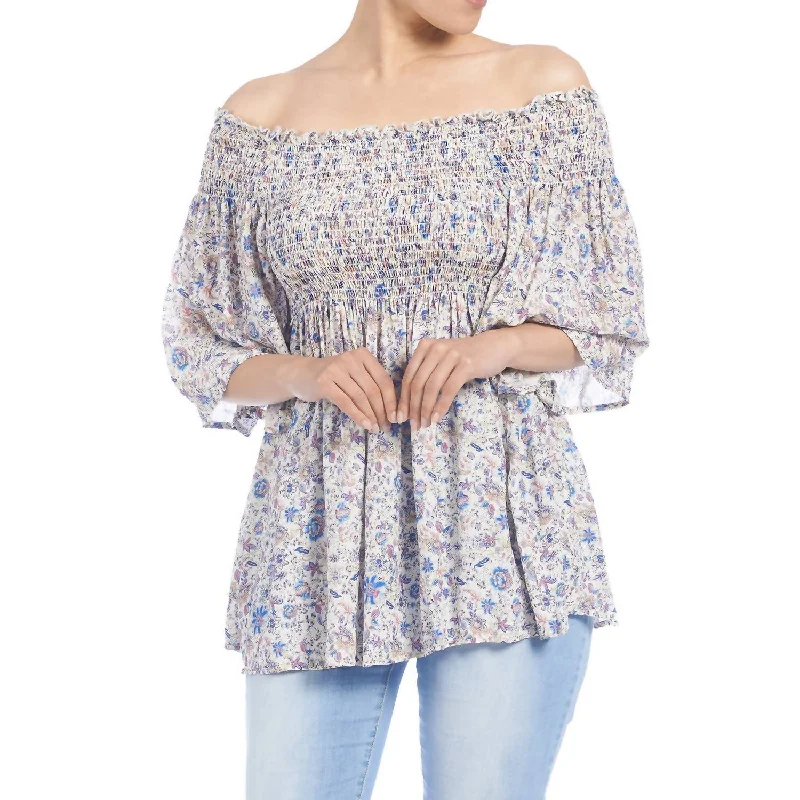 Floral Smocked Top In Lavender Great Prices On Feminine Styles