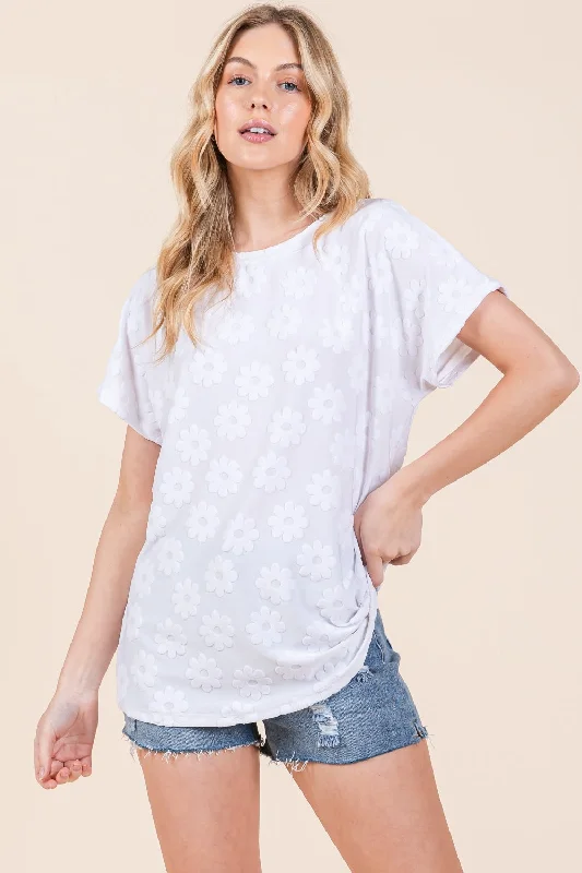 Floral Textured Short Sleeve T-Shirt Wardrobe Update