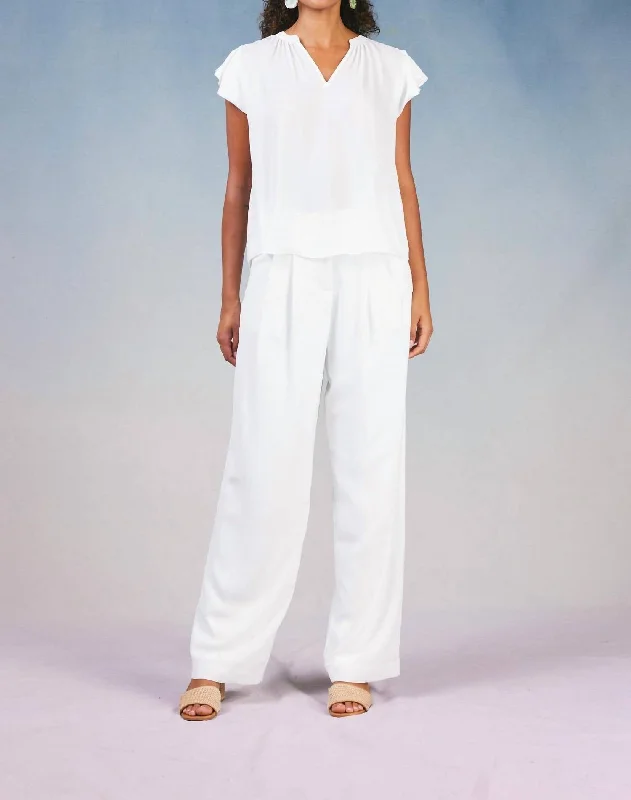 Flutter Sleeve Top In White Mid Season Sale