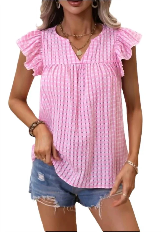 Flutter Textured Top In Pink Flash Sale Starts