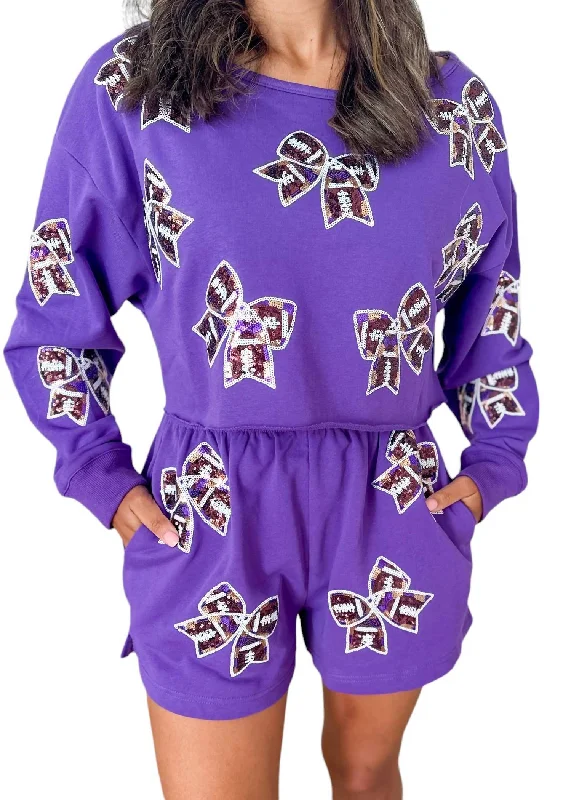 Football Ribbon Sweatshirt In Purple Trendy New Clothes