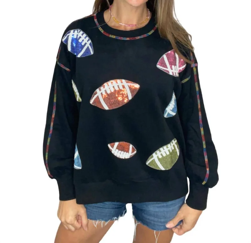 Football Sequin Game Day Sweatshirt In Black Fast Fashion Favorites