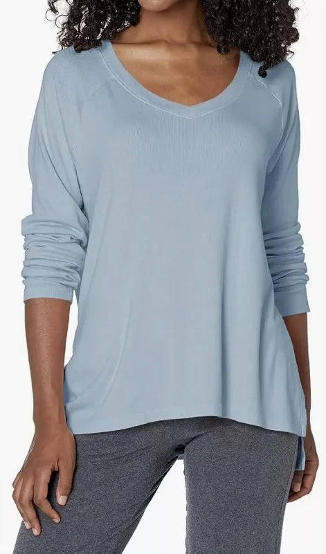 Frankie Ribbed Long Sleeve Sweatshirt In Morning Blue Get The Latest Trends