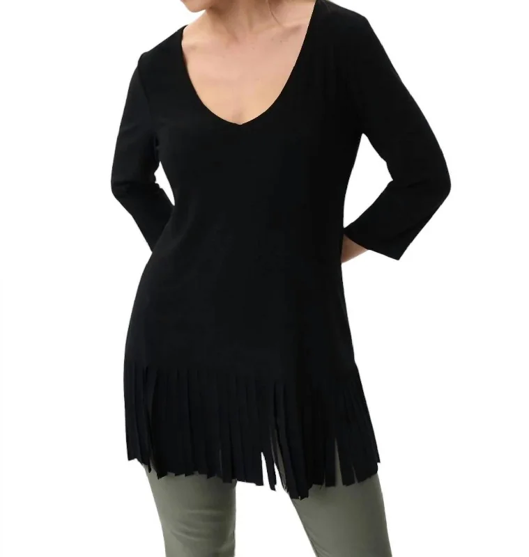 Frayed Hem Tunic In Black Massive Selection Sale