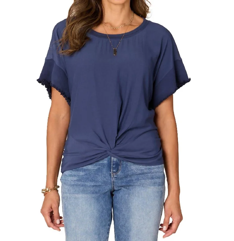 Front Twist Top In Navy Spring Fashion