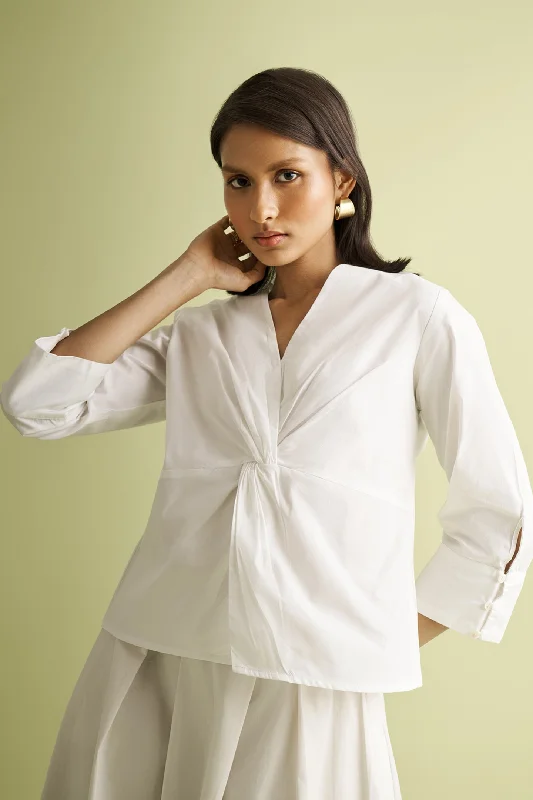 Front Twist Top in White Comfort First Women's Fashion