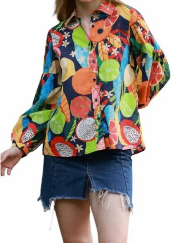 Fruit & Floral Blouse In Feather Floral Massive Savings