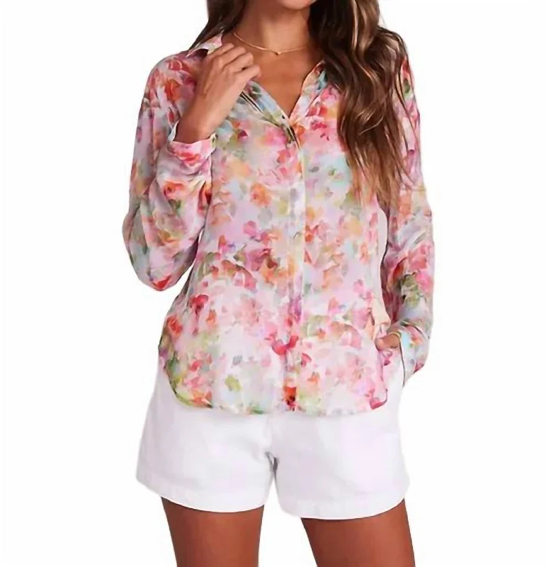 Full Button Down Hipster Shirt In Ipanema Floral Print Unleash Your Style