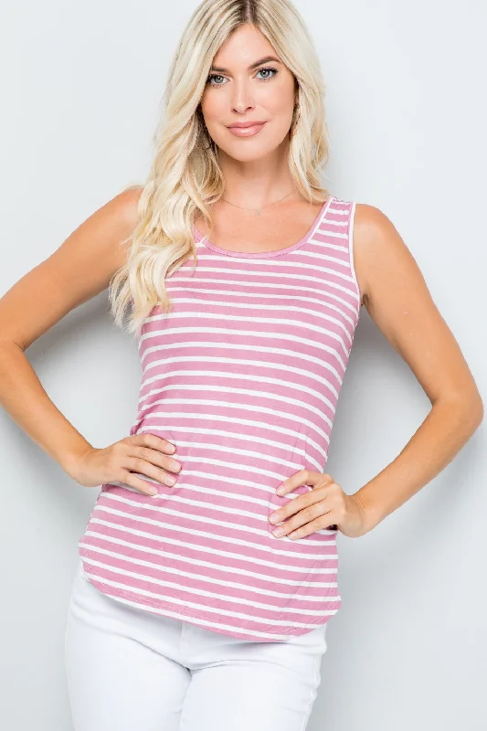 Full Size Backside Bow Tie Striped Tank Exclusive Deals Online