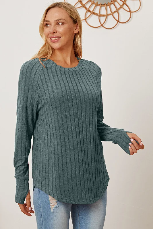 Full Size Ribbed Thumbhole Sleeve T-Shirt Limited Edition