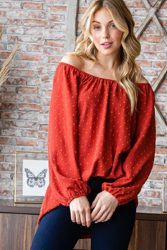 Full Size Swiss Dot Off Shoulder Top Best Sellers