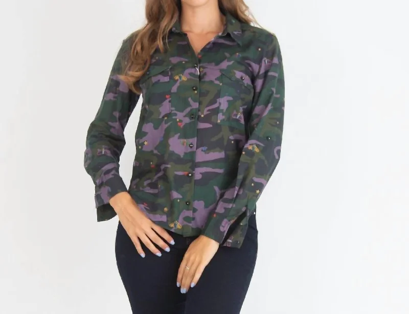 Gabriella Shirt In Camouflage Butterfly Trendy Street Style