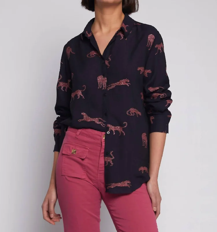 Gaby Shirt In Cheetah Jacquard Imeless Style