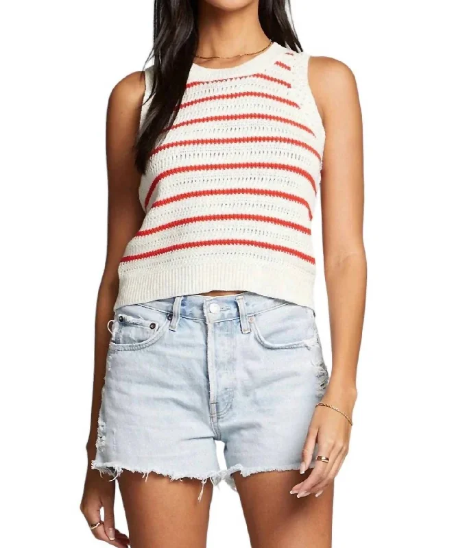 Gaby Sweater Tank Top In Natural/red Casual Weekend Relaxed Style