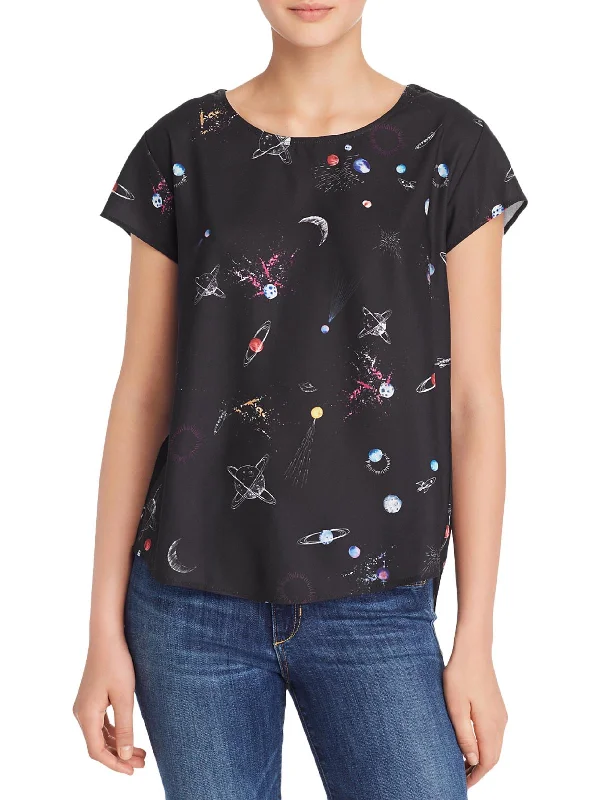 Galaxy Womens Printed Graphic Pullover Top Brand Name Clothing Discount Extravaganza