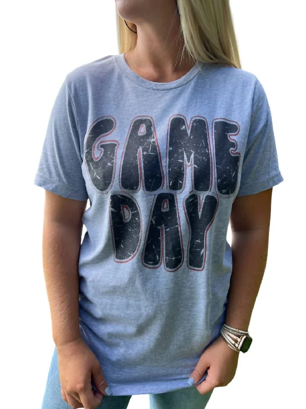 Game Day Graphic Tee In Heather Grey Romantic Detailing