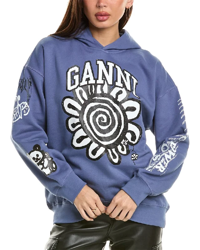 GANNI Isoli Mega Flower Oversized Hoodie Feminine Soft - Hued Look