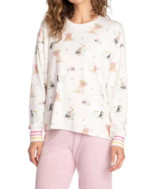 Garden Party Long Sleeve Pajama Shirt In Ivory Top Brand Discounts