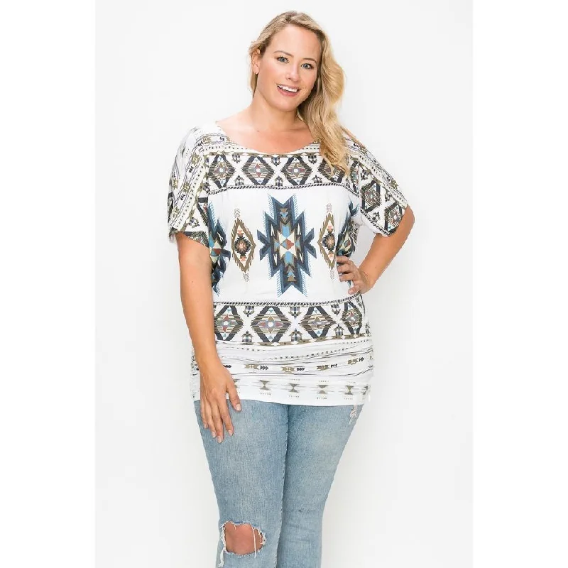 Geometric-tribal Sublimation Print Top Flash Deals